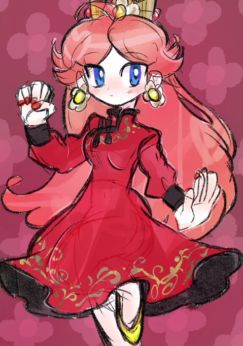 #PrincessDaisy #デイジー姫 #superMario #SmashBros  #らくがき #イラスト スマブラ紅色風チャイナワンピ!!! 