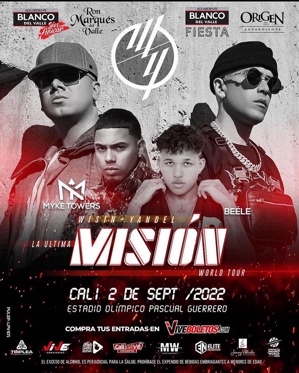 Colciertos's tweet photo. ¡PREPARATE CALI! @myketowers y @beelecito junto a los extraterrestres 👽 @wisinyyandel
.
📅 2 de septiembre 2022
📍Cali, Estadio Olímpico Pascual Guerrero
🎟 Entradas en @viveboletosoficial
.
#conciertoscolombia #wisinyyandel #myketowers #beelecito #beele #conciertoscali https://t.co/tIdNMl9Icb