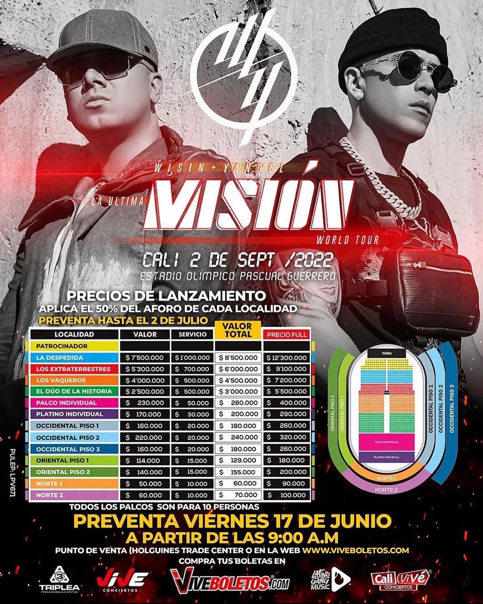 Colciertos's tweet photo. ¡PREPARATE CALI! @myketowers y @beelecito junto a los extraterrestres 👽 @wisinyyandel
.
📅 2 de septiembre 2022
📍Cali, Estadio Olímpico Pascual Guerrero
🎟 Entradas en @viveboletosoficial
.
#conciertoscolombia #wisinyyandel #myketowers #beelecito #beele #conciertoscali https://t.co/tIdNMl9Icb