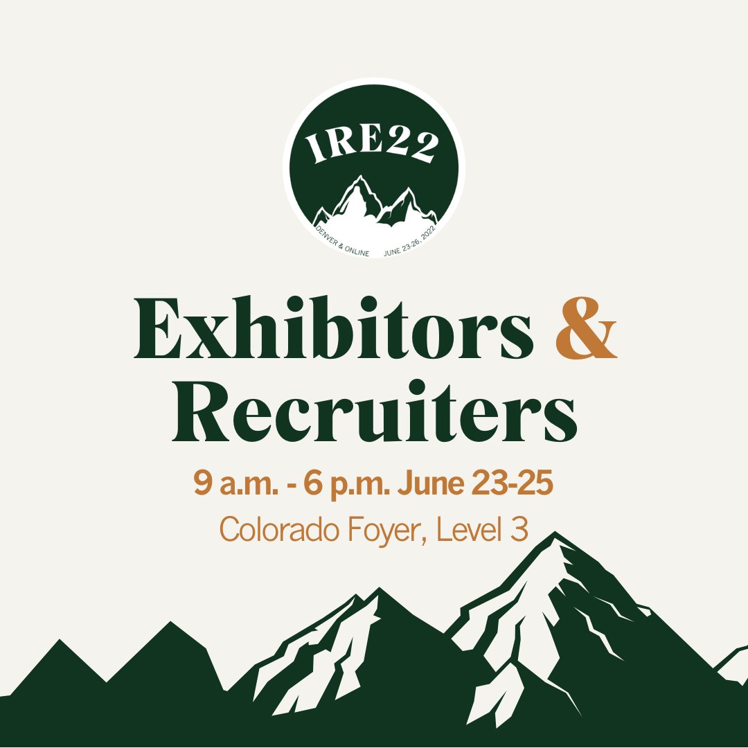 IRE_NICAR's tweet photo. Meet recruiters from #GrayTelevision, @CBSNews, @cbslocal, #TeamGannett, @Report4America, @TEGNA, #NexstarNation, #SpectrumNetworks, #wearesinclair, @WashingtonPost, @Report4America and @FoxNews in the Colorado Foyer at #IRE22. https://t.co/qaaLRWtzTY https://t.co/sOEhixZ9XC