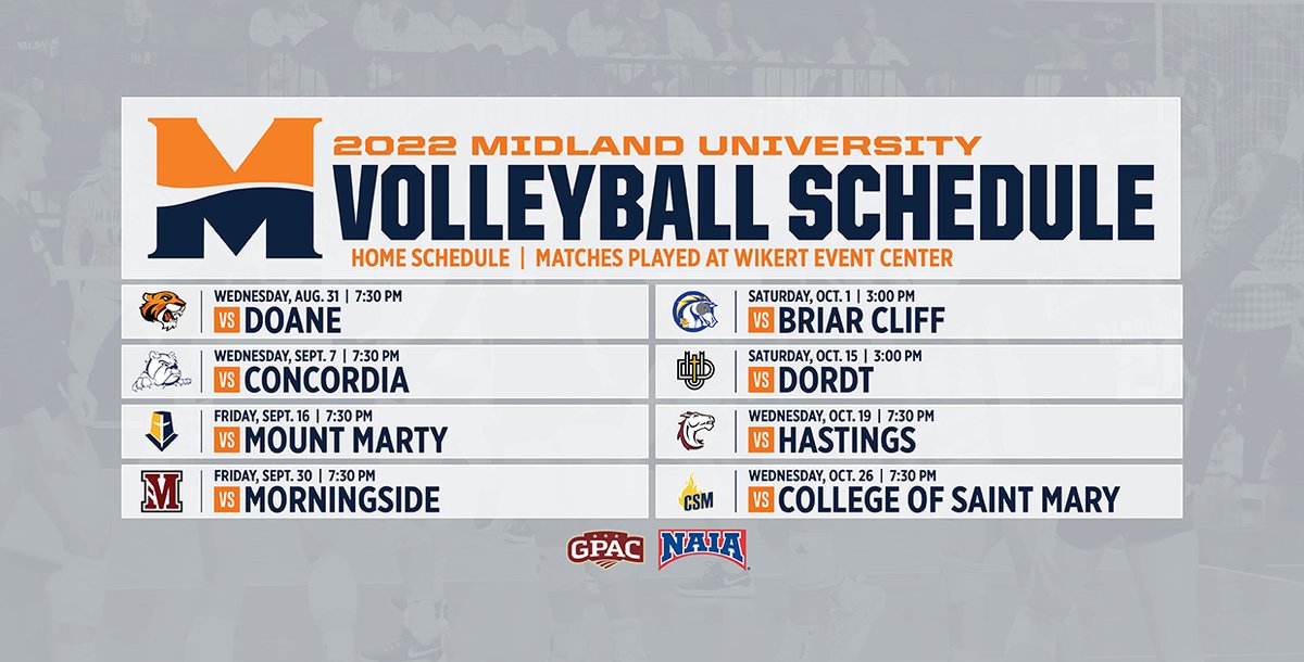 Volleyball: Warriors Announce 2022 Schedule
(<a href="/Midland_VBall/">Midland Volleyball</a>) - midlandathletics.com/article/6668.p…