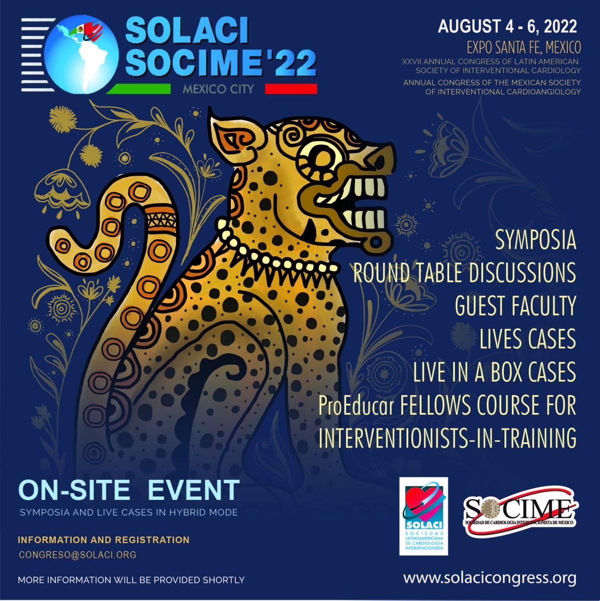 💥 Registration for the SOLACI-SOCIME 2022 Congress is now open!

✅ Register with 15% off solacicongress.org/en/inscripcion… 
🗓 From August 4 to 6, 2022

🚀Be part of the largest meeting of interventional cardiologists in Latin America