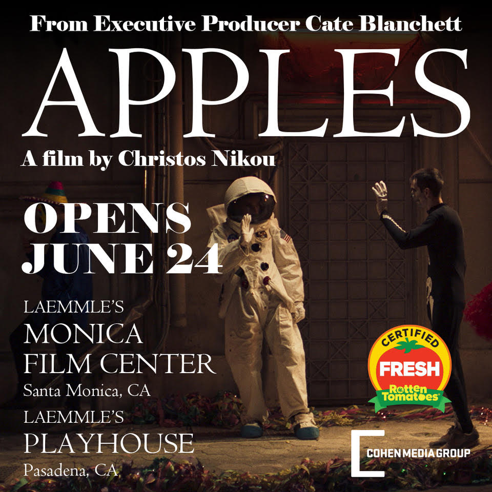 LAGFF's tweet photo. APPLES the unique, multi-awarded Oscar selection of Greece, film is finally here - don't miss it!
https://t.co/pXXBwKu0PS
#christosnikou #applesthefilm #greekfilms #premiere #cateblancett #cohenmediagroup https://t.co/h6l6wMo4fn