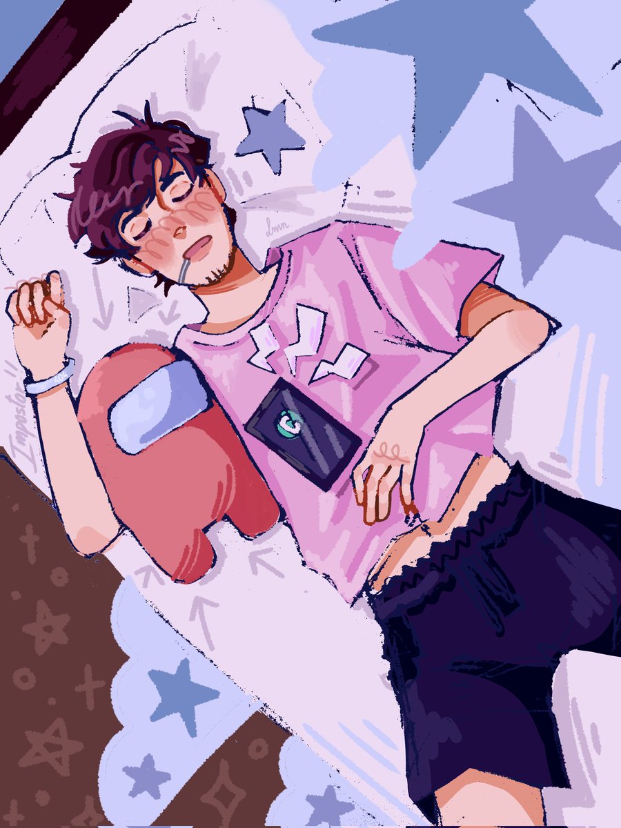 michiusb's tweet photo. type of guy to.sleep with an among us plushie 🌙✨💫

#georgenotfoundfanart https://t.co/b1WNVX5nDc
