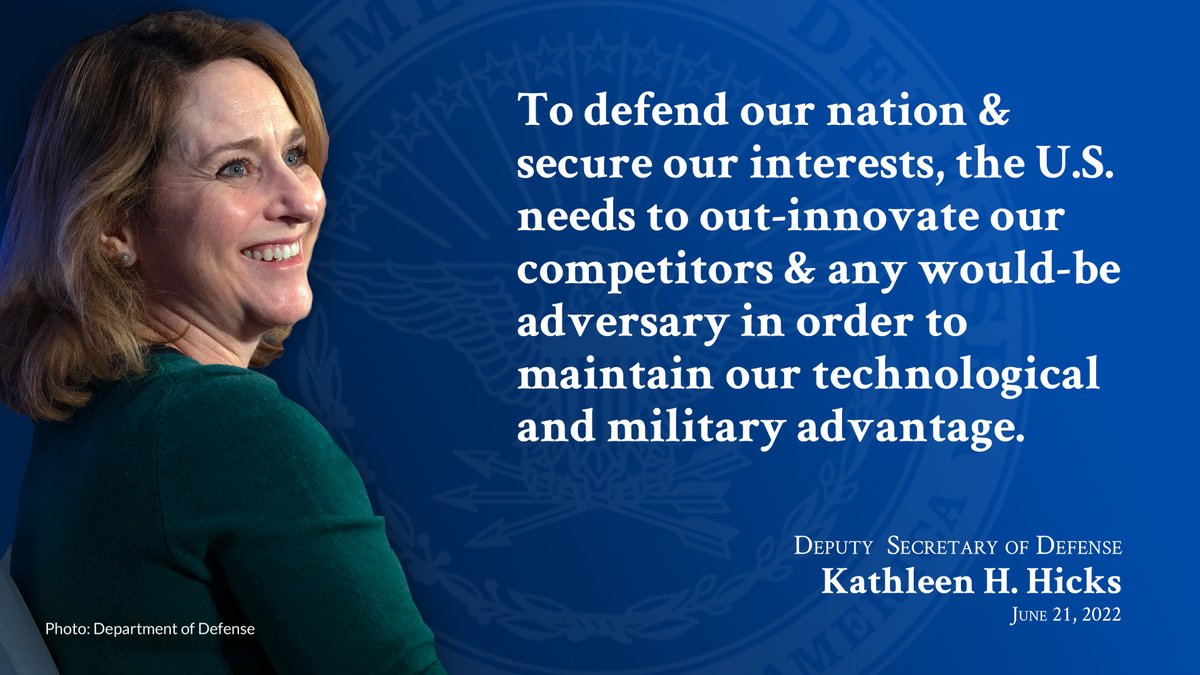 To defend our nation & secure our interests, the U.S. @DeptofDefense needs to out-innovate our competitors & any would-be adversary in order to maintain our technological & military advantage.