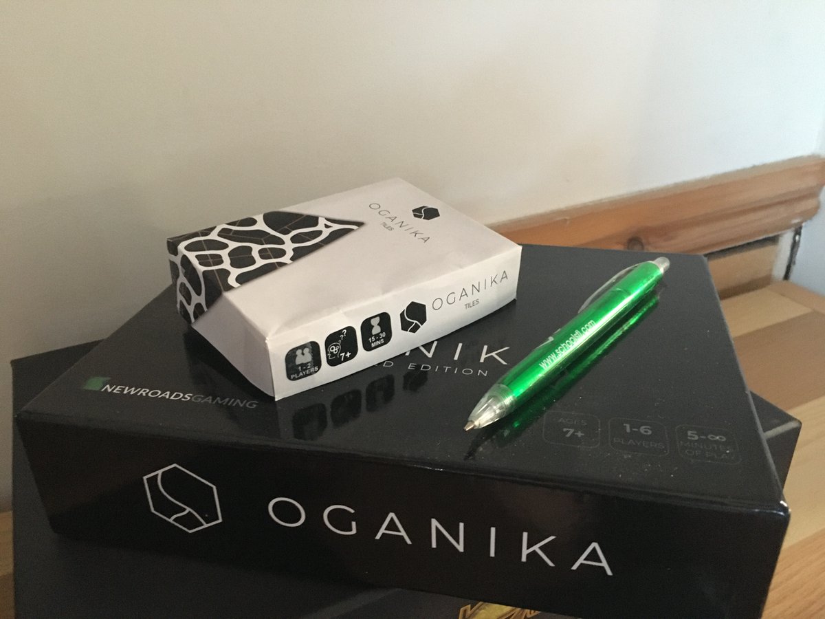 Moonfacedbaboon's tweet photo. Redesigning #Oganika - everything takes so long! Spot the difference - box (paper prototype) on top is new redesign and bizarrely tiles are bigger! https://t.co/8AeVmyfWVF