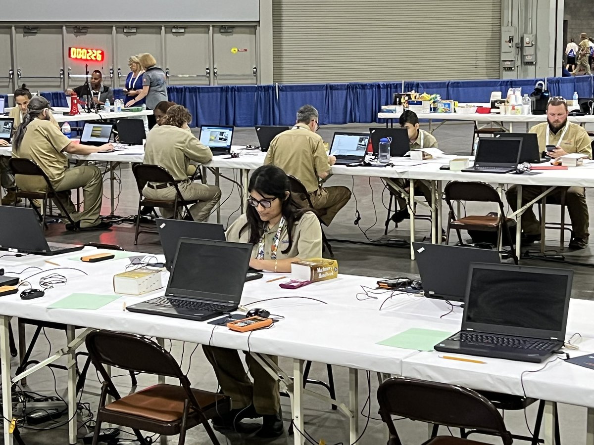 HCTC_Manu_Eng's tweet photo. Victoria working on her coding portion in the CNC Turning competition in Atlanta. #HCTCallin #HCTCready #emsproud https://t.co/ur8tyyQPv9