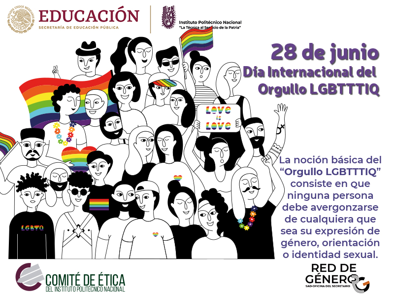 ipn_sad's tweet photo. En el #DíadelOrgulloGay  los colectivos LGBTTTIQ celebran de forma pública para instar por la tolerancia y la igualdad. Ninguna persona debe avergonzarse de lo que es, cualquiera que sea su sexo, orientación sexual o identidad sexual. #IPNSAD #RedDeGenero #ComiteDeEtica https://t.co/beaByRUUMm
