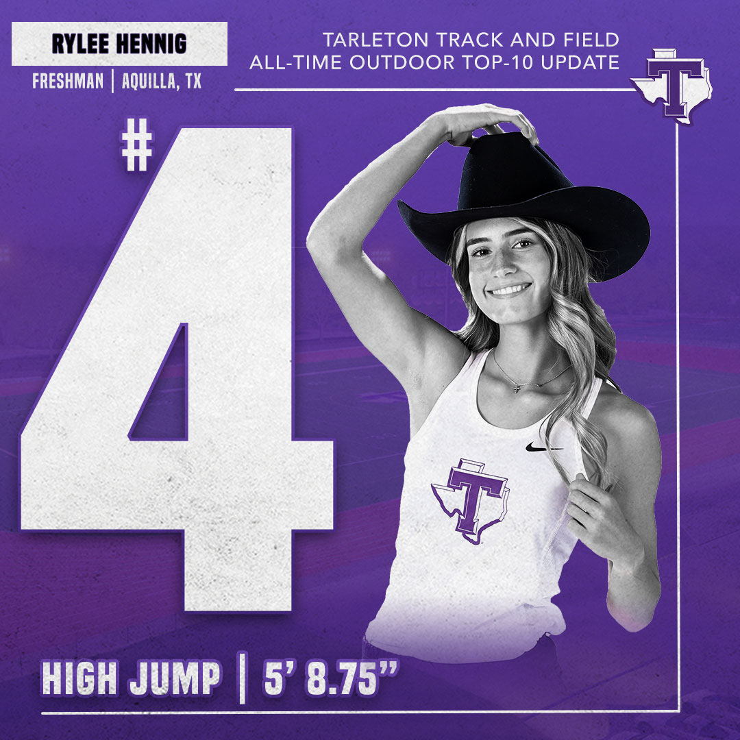 TarletonXCTrack's tweet photo. Already the women's indoor high jump school record holder and knocking on the door of that all-time outdoor mark @ryhennig https://t.co/3bUtwDdYlT