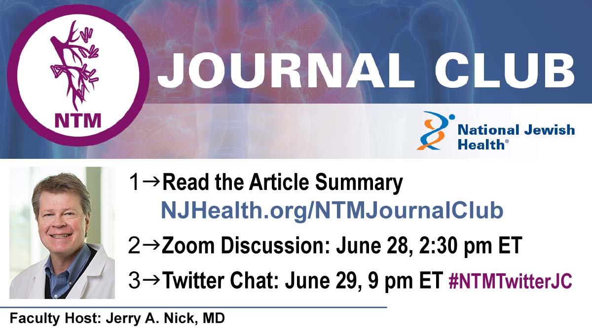 NJHealthMedEd's tweet photo. Join us 6/28 &amp; 6/29 for the next #NTM Journal Club! @JerryNick_CO will discuss the host and pathogen response to bacteriophage engineered against #Mycobacterium #abscessus lung infection. Register: https://t.co/rBP4ncF2Ve

#NTMTwitterJC #pulmtwitter #meded #ntmdisease #IDTwitter https://t.co/YJVXWLStUz