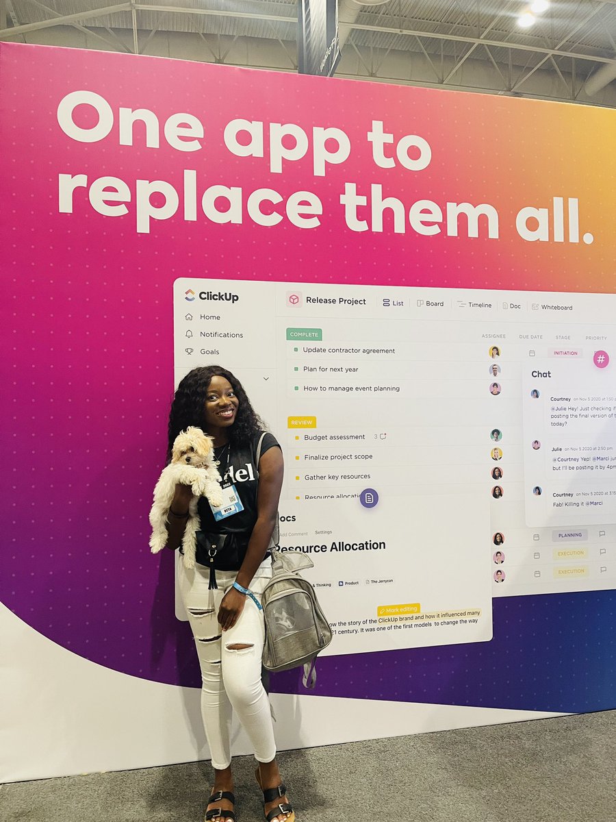 DianaB_55's tweet photo. @clickup has a new friend 🐶 at #CollisionConf
Day 2 is almost over, don’t forget to stop by booth #E429 to say 👋! https://t.co/P290b9IRVb