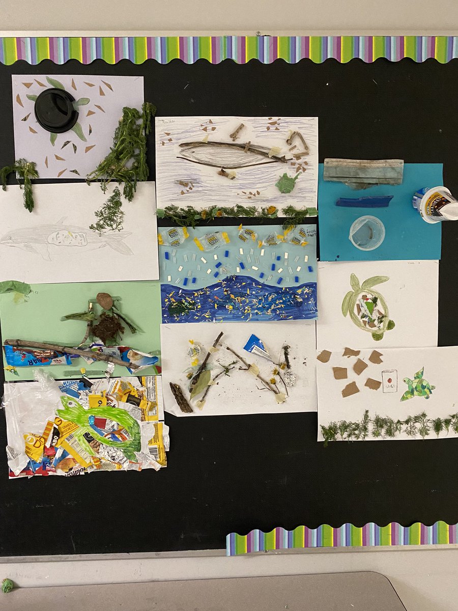 7sRideau's tweet photo. Completed art projects from collected trash. The students are proud of their work and they are displayed for all to see! @RIDparkschool #wearecbe https://t.co/bvya7tz0O4