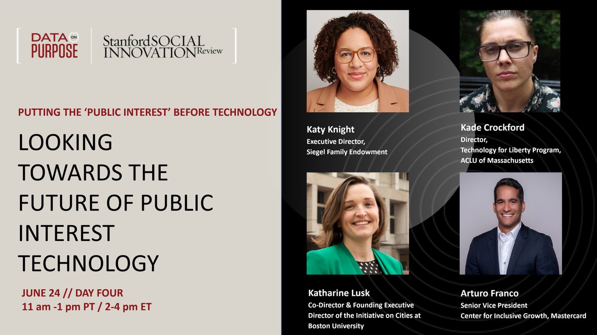 CNTR4growth's tweet photo. Catch Center SVP @arturofranco, @sayskaty, @onekade & @KathLusk at the @SSIReview Data on Purpose 2022 conference!
📅: Friday, June 24, 2-4pm ET
Register now 👉 https://t.co/68sntxMnnO
#SSIRdata #PublicInterestTech https://t.co/HTKggH1rj9