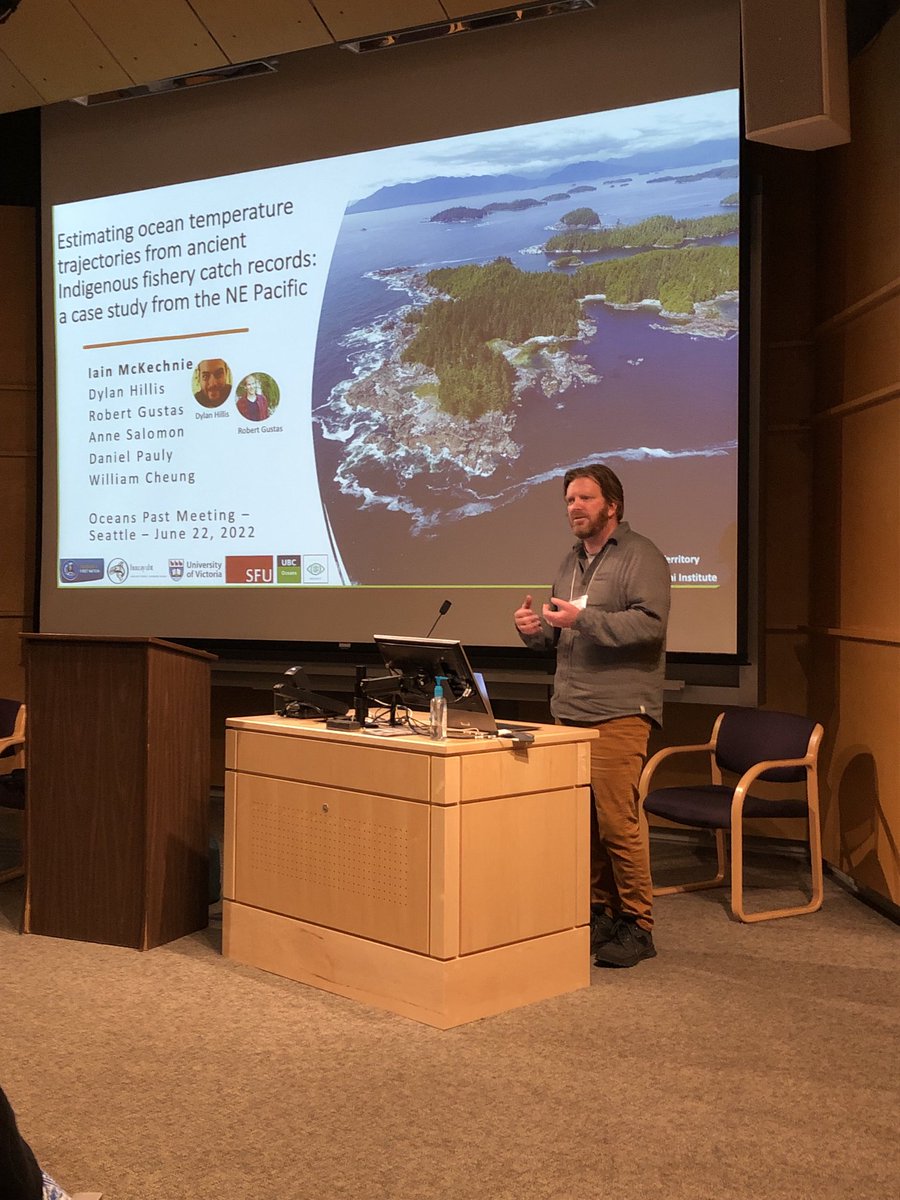 ⁦@IainMcKechnie⁩ of ⁦@UVicAnthro⁩ presenting breathtaking archeological and ecological work on historical Indigenous fishing and ocean temperatures at ⁦@oceans_past⁩. Amazing stuff