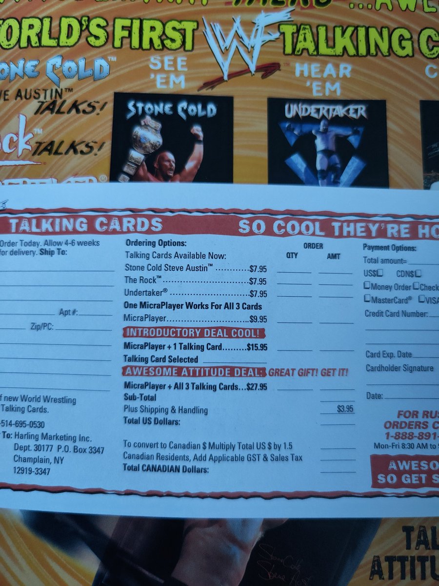 So who has any information on these talking cards which were advertised in the December 1999 WWF magazine? I'm looking at you @Tweet_Wrestling @WrestlingTradi2 @Zhanmourning and @Chuckst48443238