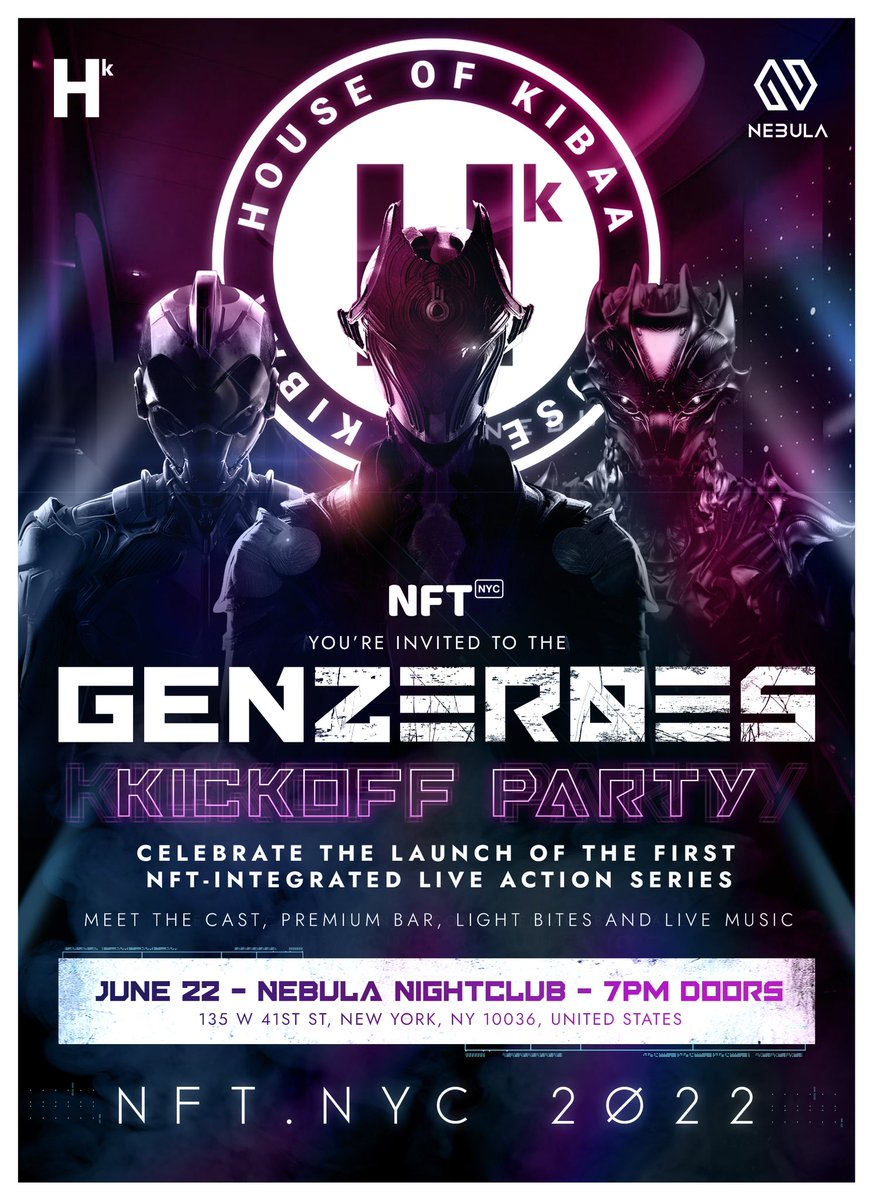 HouseofKibaa's tweet photo. The big day is here!! 🥳

We are just a few hours away from welcoming our awesome community back for another epic evening at @NFT_NYC!

📍 Nebula (135 W. 41st) 
🕖 7PM Doors

This is going to be so much fun! See you very soon! 🤩 https://t.co/jd0y0BnkrD