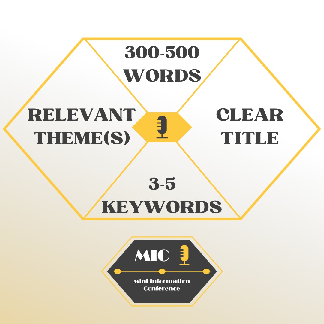 miniinfocon's tweet photo. It is now possible to submit your abstracts! 📑 We would like to clarify the criteria for submitting an abstract for you:
- 300-500 words
- 3-5 keywords
- Clear title
- Relevant theme(s) for the conference

We are looking forward to your submissions! https://t.co/sVA1hyGdCC https://t.co/8Q0buARiqg