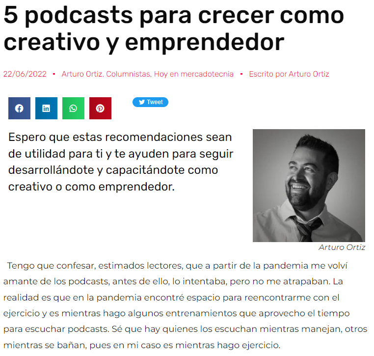 Les compartimos nuestro artículo: "5 podcasts para crecer como creativo y emprendedor", escrito por @soyarturortiz en <a href="/Merca20/">Merca2.0</a>.
bit.ly/3ybOmJC
Visítanos en: birth.mx