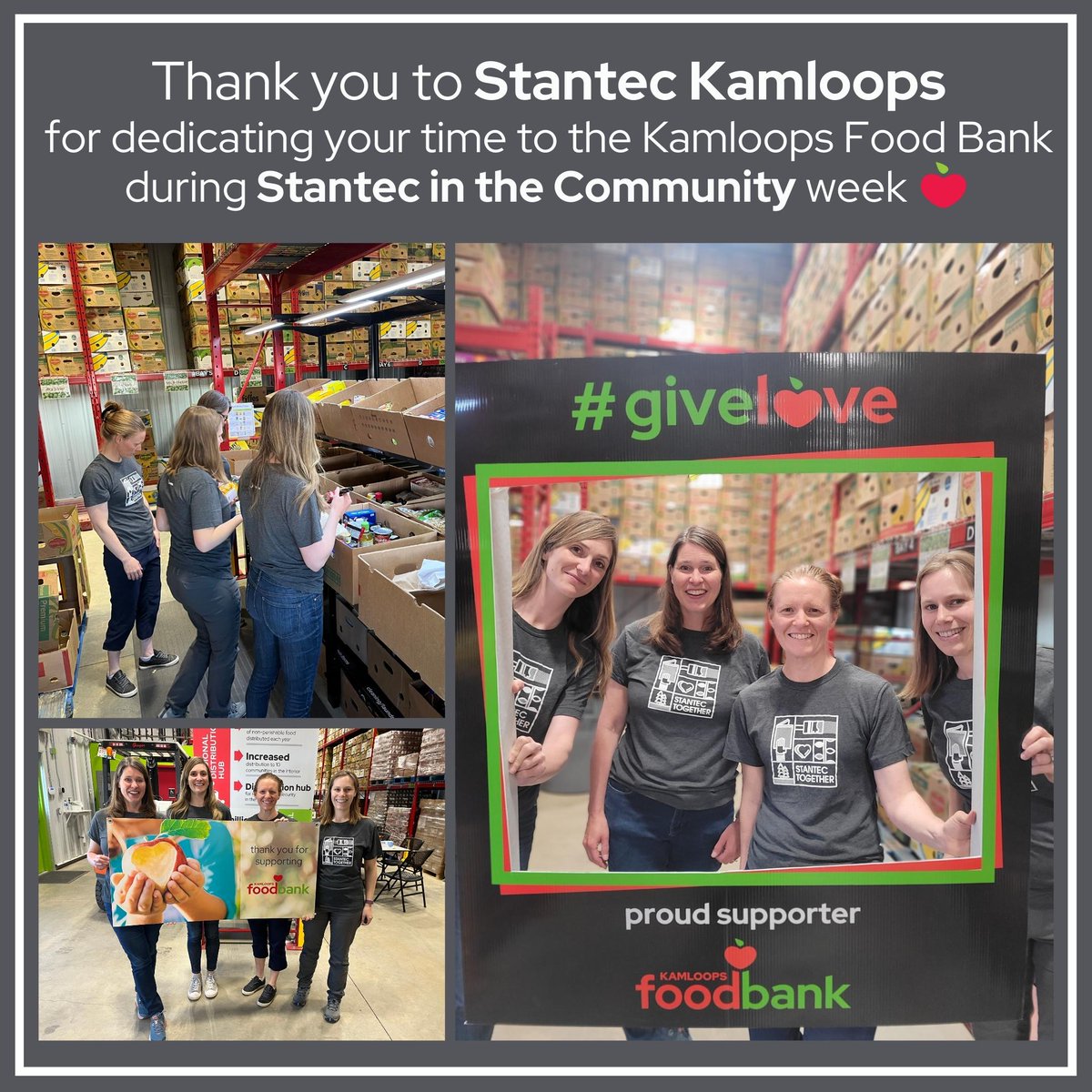 kamfoodbank's tweet image. Check out this hardworking @Stantec Kamloops team 👏 Together they sorted and stocked 24 boxes of food donations! Thank you for dedicating your time to @kamfoodbank during Stantec in the Community Week! #StantecTogether #BetterTogether