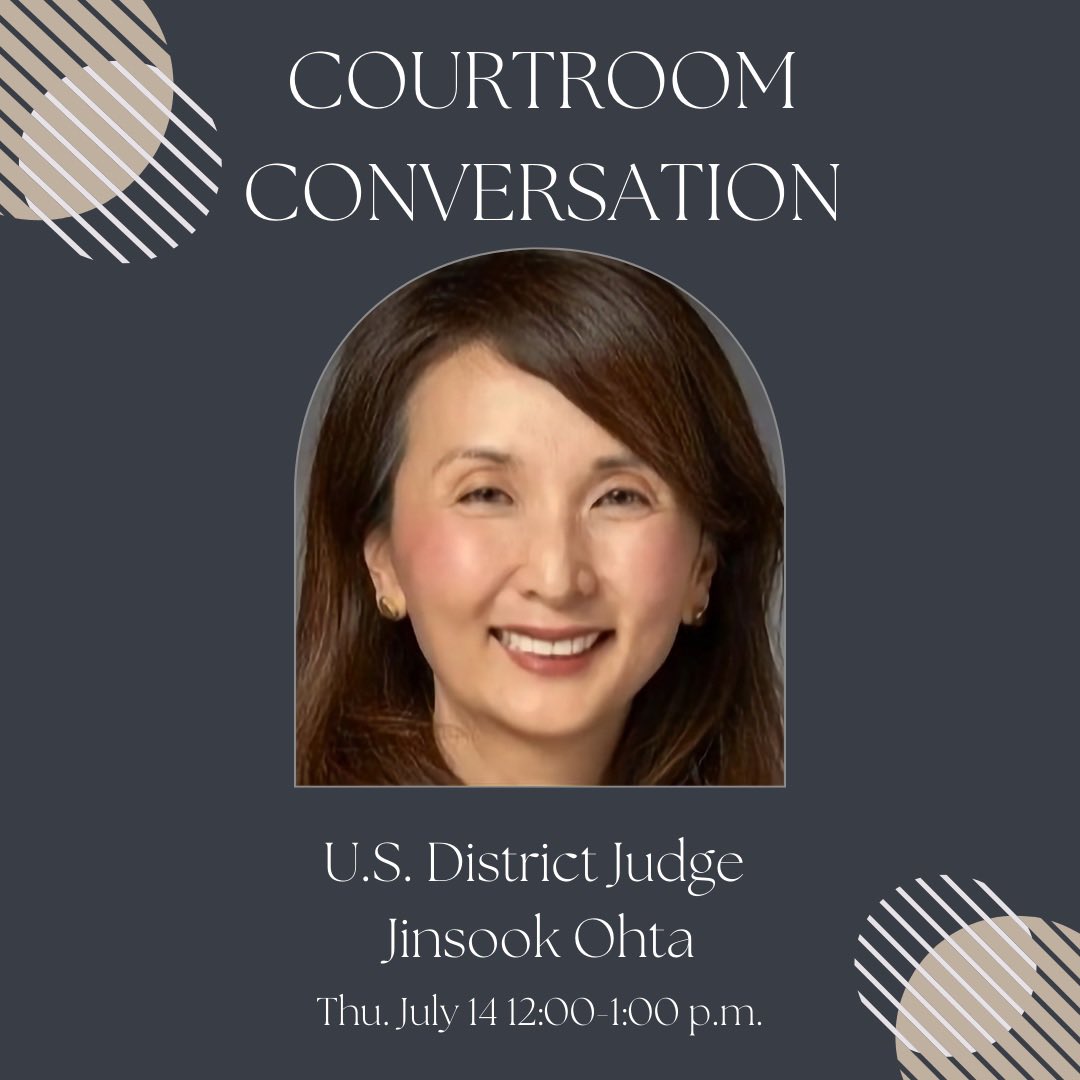sandiegofba's tweet photo. Join us on Wednesday, July 14th at 12:00 p.m. for our next #CourtroomConversation with U.S. District Judge Jinsook Ohta. 👩⚖️ 🔗 Register today: https://t.co/0pgtzaRmca
#FBASD #SanDiegoLawyers #SDLaw #SanDiegoFBA #DistrictJudge #CourtroomConversations https://t.co/j0sITeEHzq