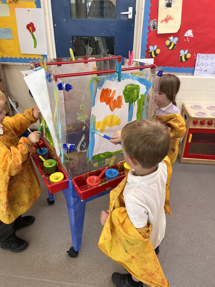 Micklewrightr's tweet photo. Nursery came back in from our fieldwork and painted flowers they’d like to see growing in our meadow 🌼🌸🌺@aspear_ @SallyMartin93 @RowParkAcademy https://t.co/WIeamUoOKh