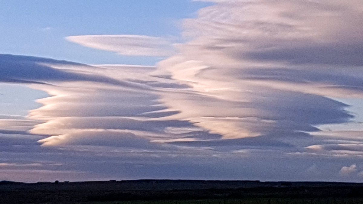 Some lovely Lenticular Altocumulus in this evening's sky over Lyth, Highland.<a href="/BBCScotWeather/">BBC Scotland Weather</a>