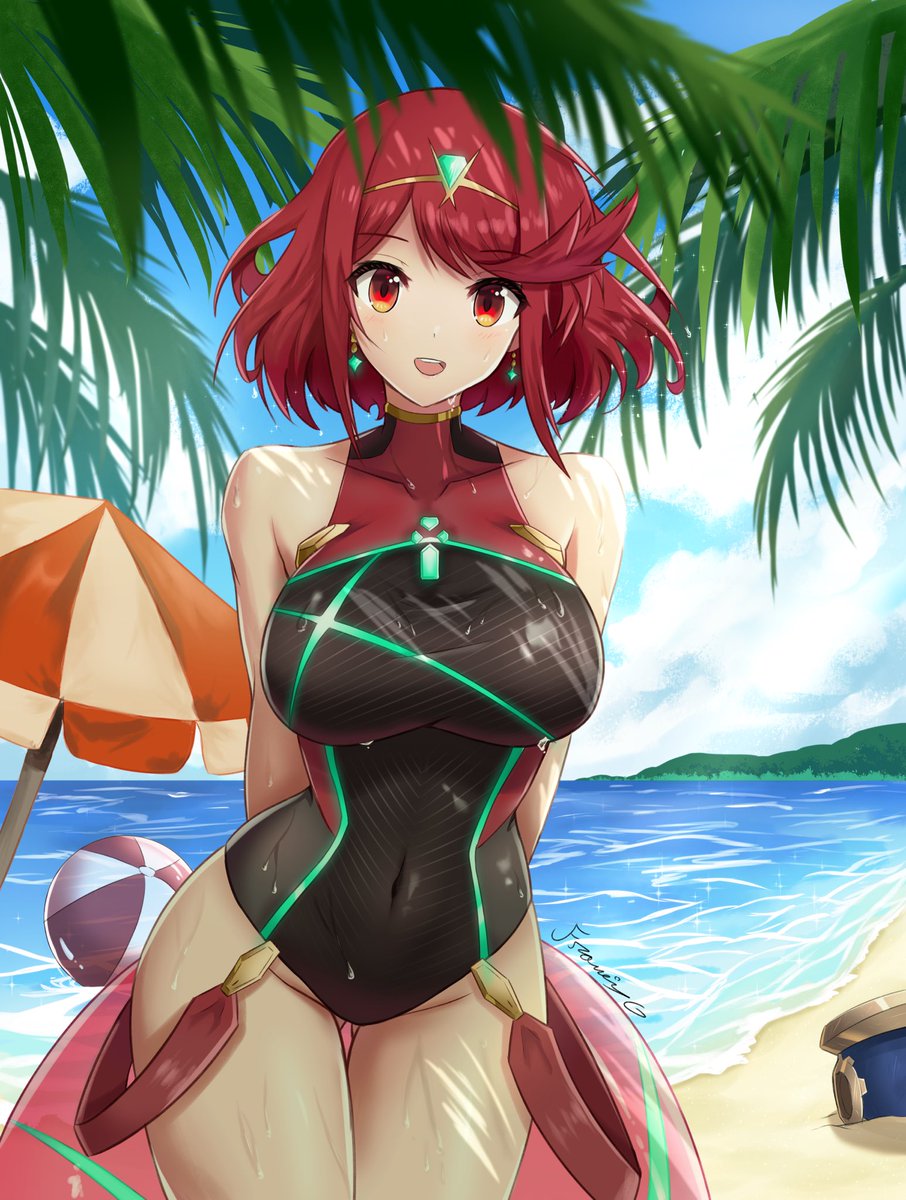 FGsketch's tweet photo. Nice little summer Pyra art 
hope you enjoy
#XenobladeChronicles2 #pyra https://t.co/Wwi1XPmQqr