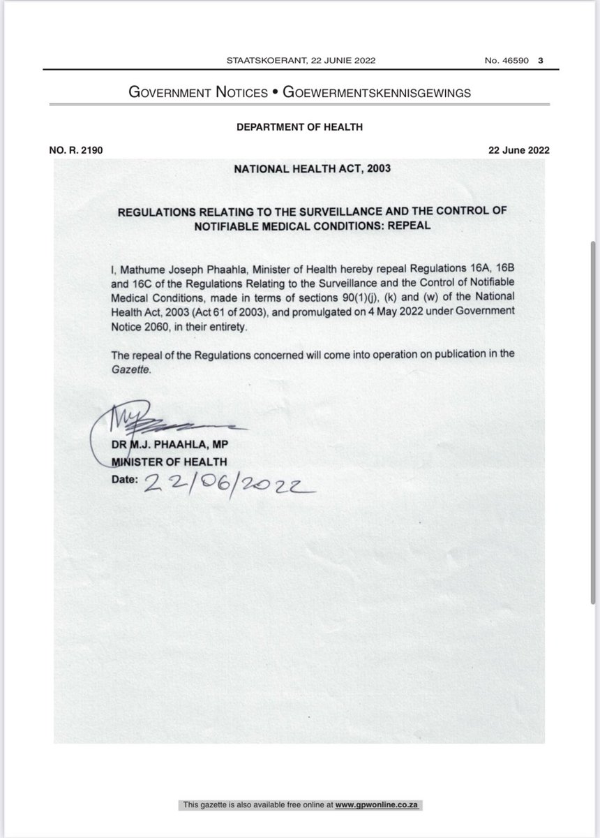 ewnreporter's tweet photo. BREAKING NEWS: Health Minister Joe Phaahla has ended the mandatory use of #masks indoors as well as removed restrictions on #gatherings. This comes as the country experiences low #COVID19 infections and related deaths. @NkoRaphael https://t.co/4NoPIVe77G