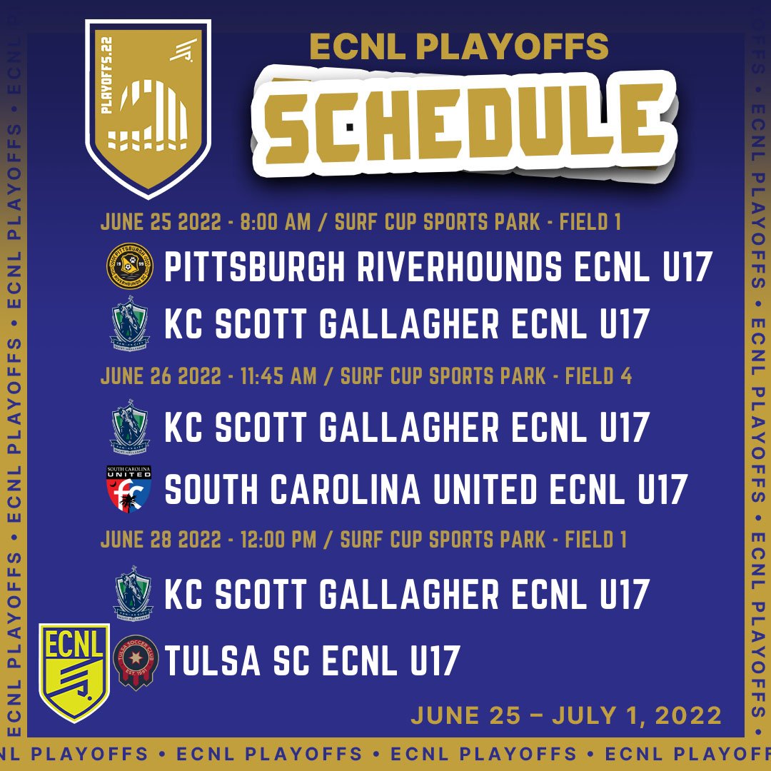 The schedule is set for the <a href="/ECNLboys/">ECNL Boys</a> National Playoffs in San Diego!
#KCSG #ShieldValues #ECNLPlayoffs