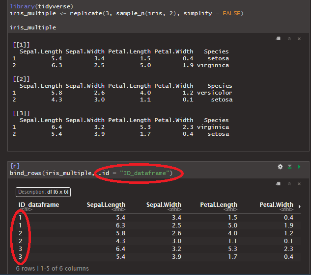 R Tip✅la función bind_rows() de dplyr📦nos permite unir múltiples dataframes. Si queremos identificar cada conjunto de datos en el dataframe final, solo debemos agregar el parámetro .id = "column name" 👇

bind_rows(list_dataframes, .id = "ID")