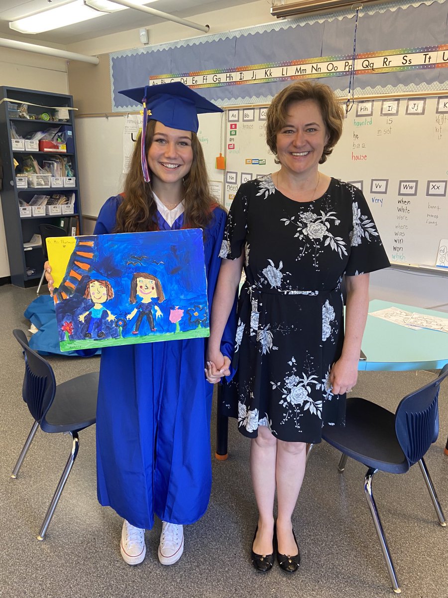 bradnerelem's tweet photo. This young lady painted this picture for Mrs. Thurmer in grade three.  We are creating the scene.  💕. Still had it on the wall. Congrats to this graduate! https://t.co/UiStR3tDuS