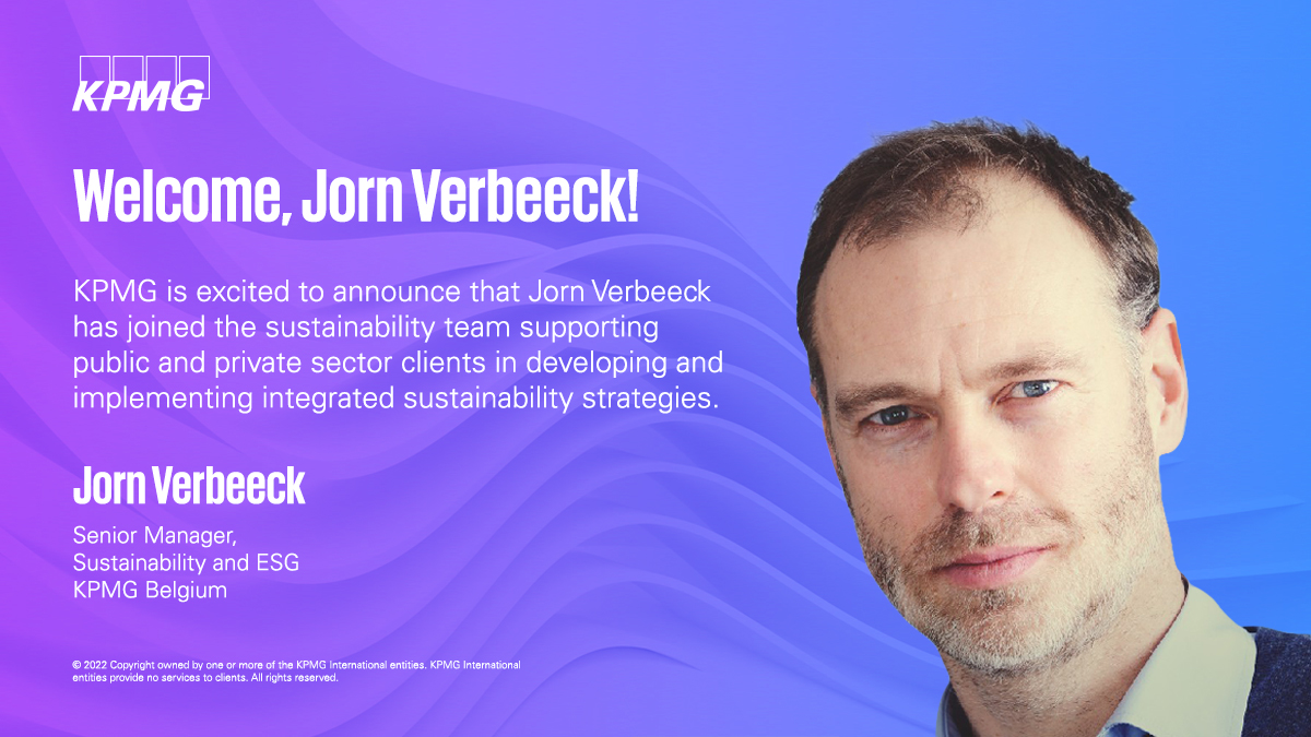 Welcoming Jorn to <a href="/KPMG_BE/">KPMG Belgium</a> and to our global #climatechange team. He brings a wealth of experience where he was Head of Research &amp; Innovation at the <a href="/Mayors4Climate/">Global Covenant</a> where he focused on the urban energy transition and decarbonization strategy and different types of innovation.
