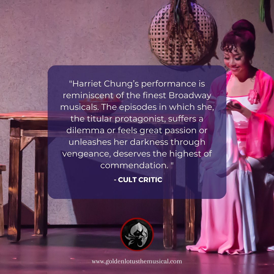 goldenlotustwit's tweet photo. Great review on Harriet Chung for her beautiful acting on the gorgeous Golden Lotus by Cult Critic!
#musical #broadway #broadwaymusical #awardwinningmusical #meethecast #characterdesign #famousmusical #musicaltheatre #meettheartist #musically #IMDb #broadway #greatreviews https://t.co/vTtVcnFWIk