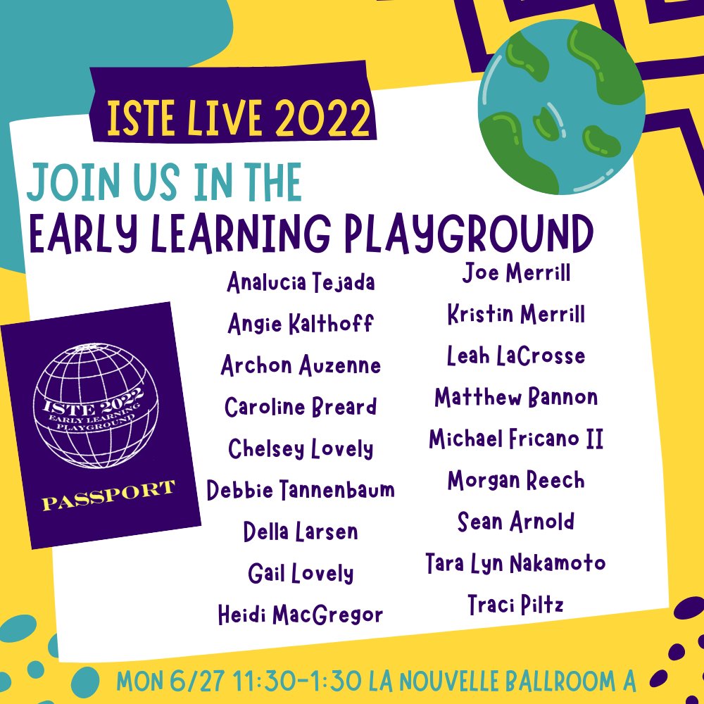 Traci Piltz 💛✨ (@tracipiltz) on Twitter photo Super excited to join <a href="/glovely/">Gail Lovely</a> & this group of amazing ⭐️ educators in the #EarlyLearningPlayground at #ISTELive! I'll be sharing about #stopmotion with little learners. If you'll be at ISTE, come play, explore & collaborate with us! Mon 6/27 11:30-1:30 CDT #K2CanToo 🗺️🌎 Super excited to join <a href="/glovely/">Gail Lovely</a> & this group of amazing ⭐️ educators in the #EarlyLearningPlayground at #ISTELive! I'll be sharing about #stopmotion with little learners. If you'll be at ISTE, come play, explore & collaborate with us! Mon 6/27 11:30-1:30 CDT #K2CanToo 🗺️🌎