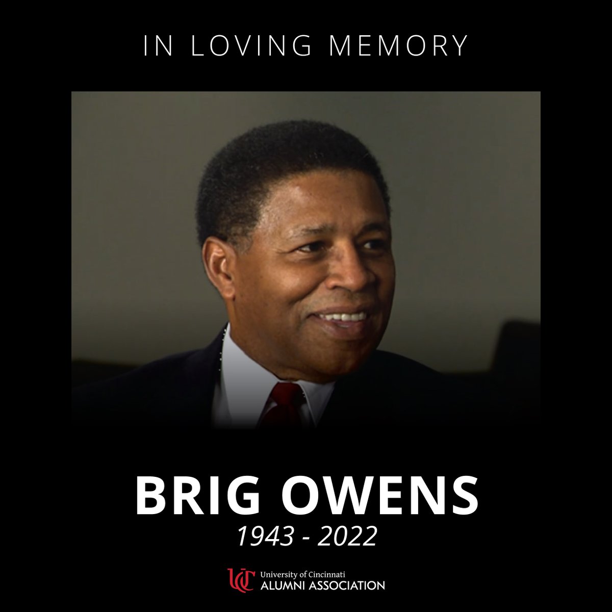 uofcincyalumni's tweet photo. We mourn the loss of one of our Bearcats greats, Brig Owens, CECH '65, Hon '08. A member of the @GoBEARCATS Hall of Fame, Brig was honored with the Marian A. Spencer Mosaic Award this spring. 

Read more about Brig's remarkable life: https://t.co/uWsPovFLXv https://t.co/66rcBtKBzR