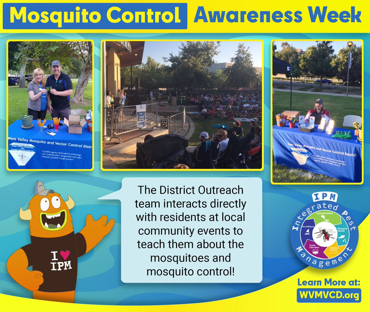 westvalleymvcd's tweet photo. Community events allows the District to expand public education about mosquitoes with our local residents! #mosquitocontrolweek
@CityofOntario @City_of_Upland @CityOfRC @CityofMontclair @CityofChinoGov @Chino_Hills https://t.co/2rNHcFtZPK