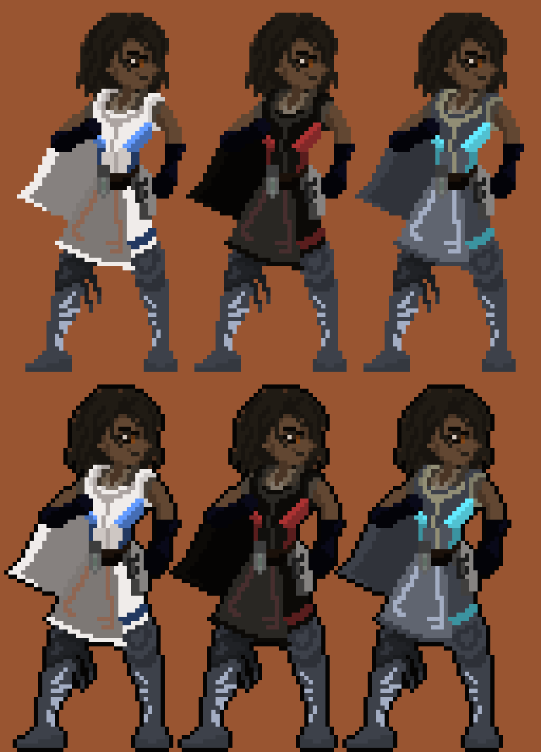 yh1believe's tweet photo. Made some extra designs for Maeyriss. Which one do you like more?
Also, Outline/no Outline? #Projectworthforgather #forgather #yh1believe #izzyquil #gamedev #unity #indiegame #indiegamedev #gamedeveloper #gameart #madewithunity #gamedevelopers #gamedevlife #pixelart #unitygames https://t.co/o6GpRZ3eDb