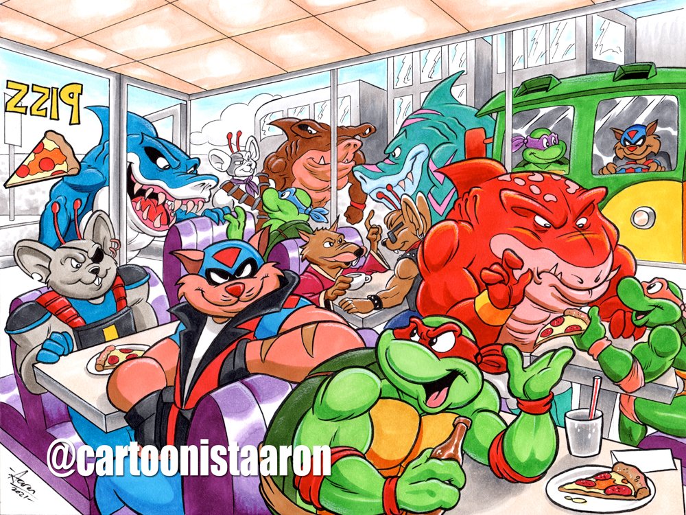 cartoonistaaron's tweet photo. Randomly firing up the Twitter account to share some art because why not? #tmnt #80skid #90skid https://t.co/5X68cUL8fL