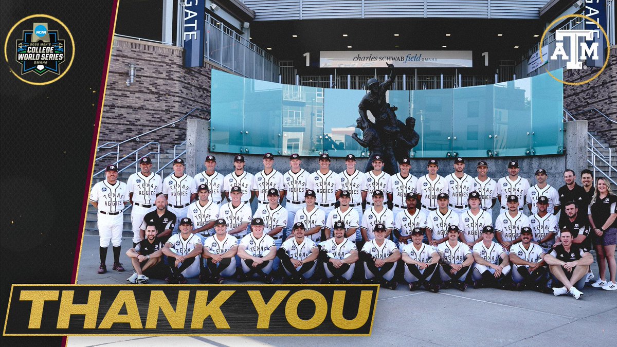 NCAABaseball's tweet photo. Thank you @AggieBaseball for a memorable season!

#MCWS https://t.co/228oTcOER6