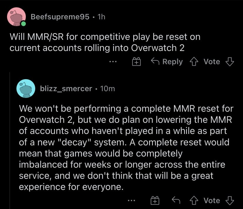 b0gur's tweet photo. no mmr reset in overwatch 2 https://t.co/RsxVNvbeew
