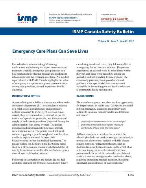 BULLETIN: For patients taking life-saving medications and who require urgent assessment, emergency care plans communicate the type of support they need. 

Learn how to use these plans to help provide vulnerable patients with the timely care they require.➡️bit.ly/3QD6H9R