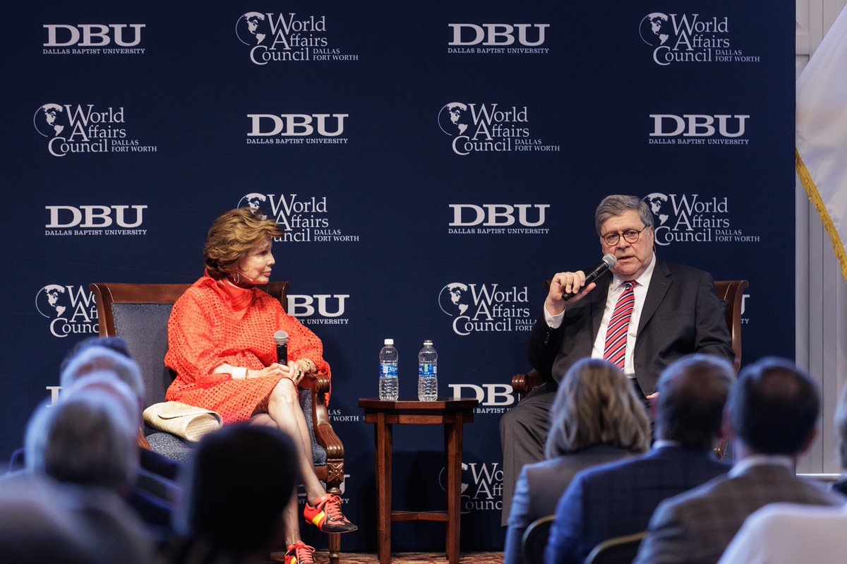 Dr. Adam C. Wright (@dbupres) on Twitter photo A great honor to host former Attorney General William Barr on campus at DBU in partnership with the World Affairs Council. <a href="/dfwworld/">World Affairs Council</a> A great honor to host former Attorney General William Barr on campus at DBU in partnership with the World Affairs Council. <a href="/dfwworld/">World Affairs Council</a>