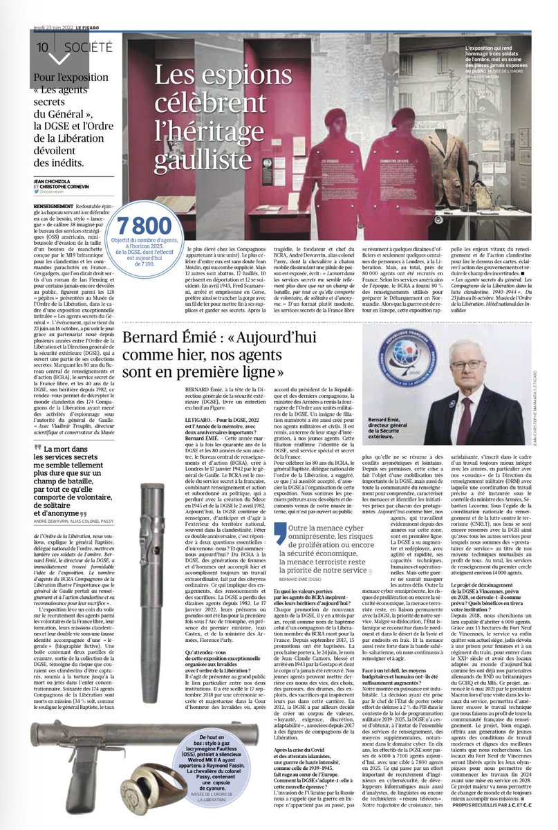 BernardEmie's tweet photo. La DGSE fête un double anniversaire: 80 ème anniversaire du BCRA créé à Londres par le général de Gaulle et 40 ème anniversaire de la DGSE ! Allez voir l’exposition sur : Les agents secrets du général au musée de l’ordre de la Libération. Fascinant ! https://t.co/JvPcL4zIOz