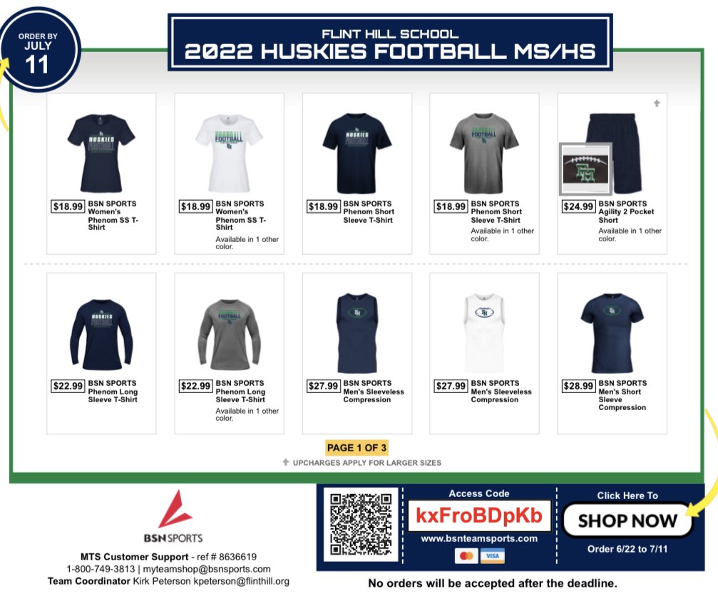 The <a href="/FlintHillFball/">Flint Hill Football</a> MS/HS shop is now open!!! Follow the link below.. bsnteamsports.com/shop/kxFroBDpKb
