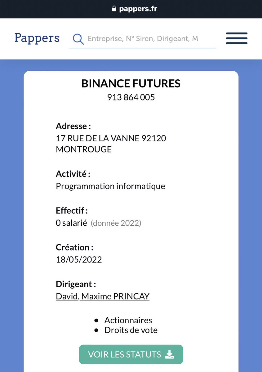 coinacademy_fr's tweet photo. Le 18 mai 2022 @binance ouvrait sa société en France nommée Binance Futures 🔎 https://t.co/SULpnxNmLT

Il n'est pas improbable que les Futures reviendront pour la clientèle 🇫🇷 sur une plateforme en ligne dédiée. https://t.co/mFVVYYPGnX