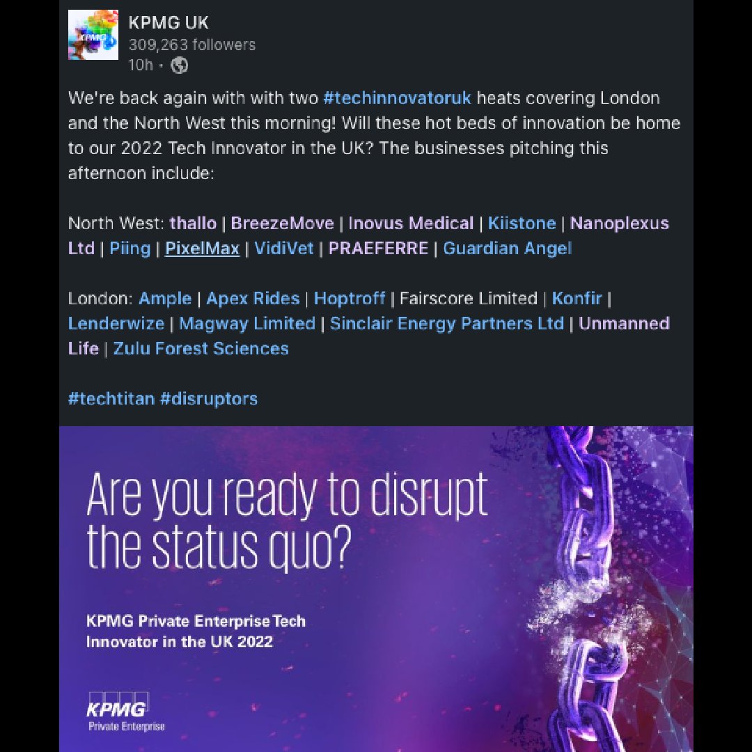 praeferre's tweet image. We are shortlisted and pitching at @kpmguk #techinnovatoruk regional heat today. There is an exciting lineup of future #techtitans pitching for their chance to be the next Tech Innovator in the UK.

@abhishekghos will talk about building a better secured internet !

#techtitan