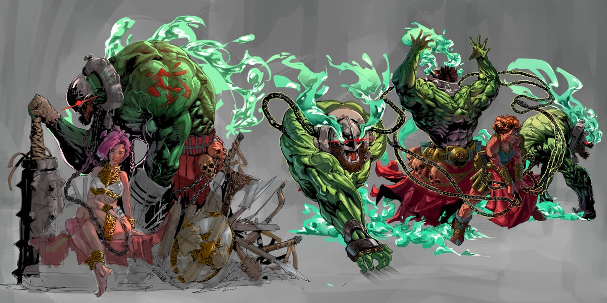 MRMNG4's tweet photo. Some #sketchbook extracts I polished up a bit.
Brainstorming some #characterdesign ideas of demon summoning sorceresses that tether souls with chains.

#digitalart https://t.co/YZx14BNBCN
