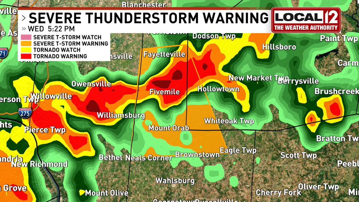 A Severe Thunderstorm WARNING has been issued for Brown, Highland until 6/22 6:00PM. Seek shelter indoors away from windows. Visit local12.com for updated radar and to download The Weather Authority App.