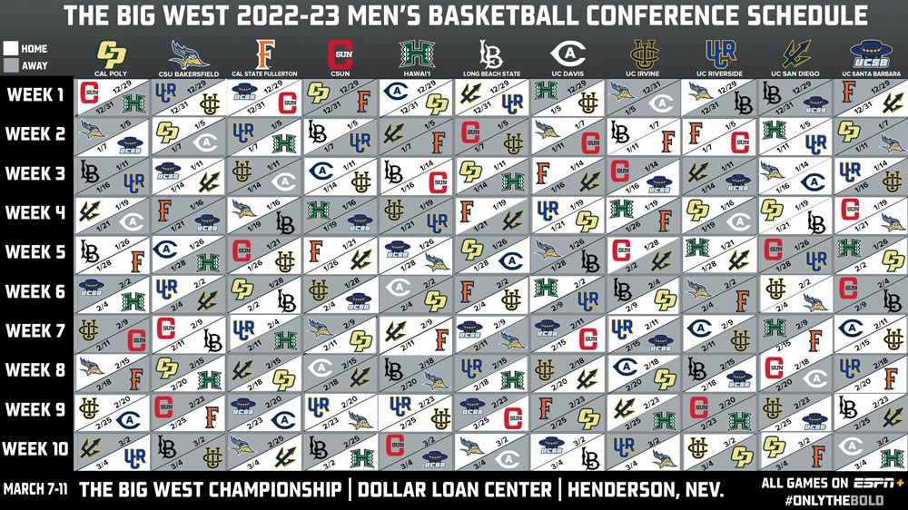 👀 2022-23 <a href="/BigWestSports/">The Big West</a> schedule!

➡️ bit.ly/3n64MNw

#GoBows 🌈