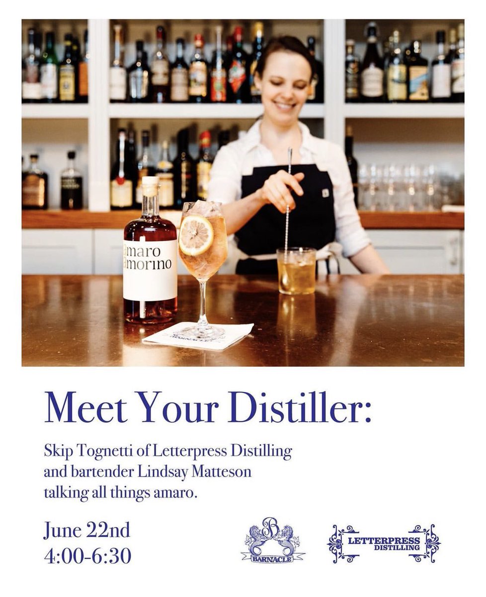 Seattle! Get down to Barnacle today from 4–6:30. Skip will be there doing a “Meet the Distiller” night and talking amari and other Italian Liqueurs. Special cocktail menu by the one and only Lindsay Matteson. Get there!